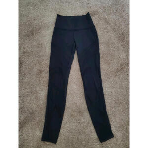 Lululemon Leggings Womens 4 Wunder Under High Rise 28" Mesh Black Yoga Gym Sexy